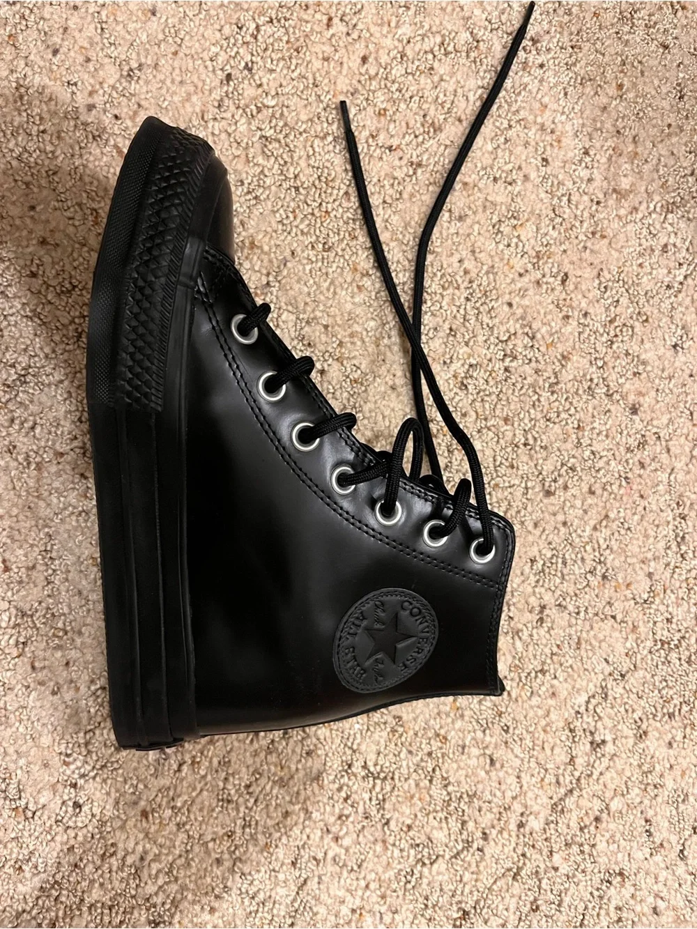 Black High-Top Platform Lace-Up Sneaker